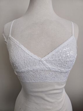 Gilly Hicks White Lace Bralette Y2K Vintage Size M Soft